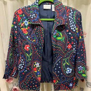 Alfred Dunner Navy Floral Jacket